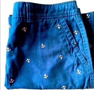 Super Cute LLBean Blue Cotton Straight Skirt With Pink Anchors Size 12P